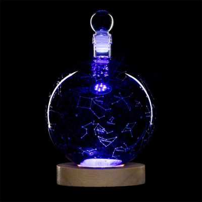 Луксозен стъклен декантер Mikamax Constellation Globe с LED светлина