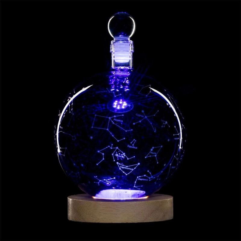 Луксозен стъклен декантер Mikamax Constellation Globe с LED светлина