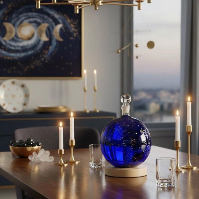 Луксозен стъклен декантер Mikamax Constellation Globe с LED светлина