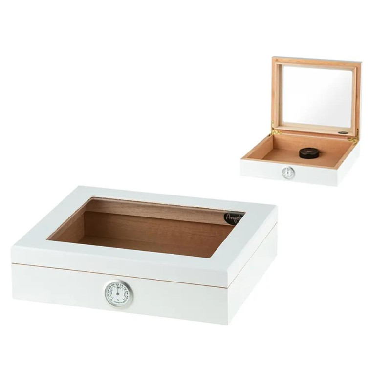 Хумидор (кутия за пури) Angelo кедрово дърво, с прозорец, бял