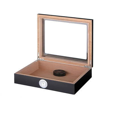 Хумидор (кутия за пури) Angelo кедрово дърво, с прозорец, черен