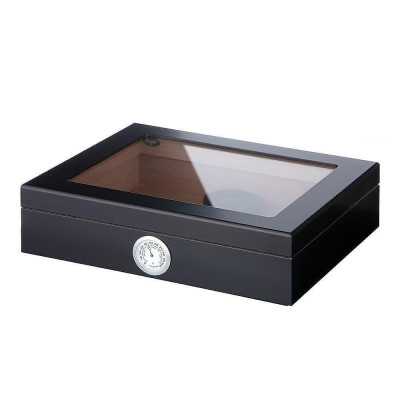 Хумидор (кутия за пури) Angelo кедрово дърво, с прозорец, черен