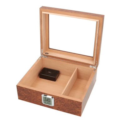 Хумидор (кутия за пури) Angelo кедрово дърво, с прозорец, кафяв