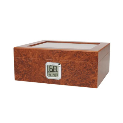 Хумидор (кутия за пури) Angelo кедрово дърво, с прозорец, кафяв