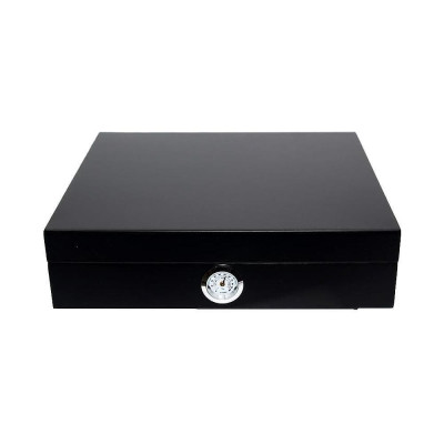 Хумидор (кутия за пури) Zorr, кедров фурнир, влагомер, до 15 пури, черен