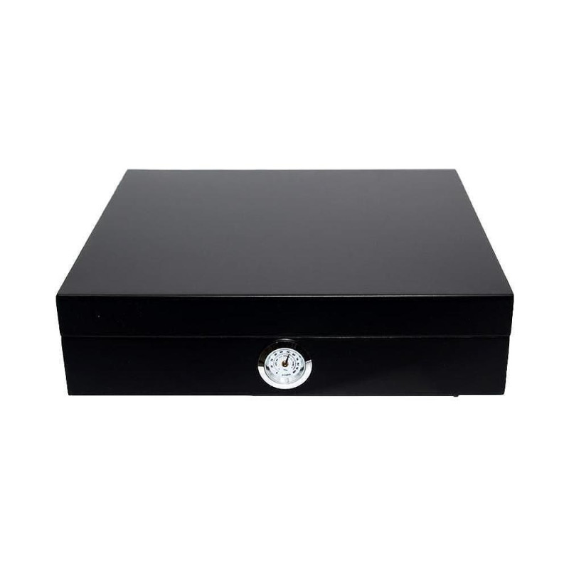 Хумидор (кутия за пури) Zorr, кедров фурнир, влагомер, до 15 пури, черен