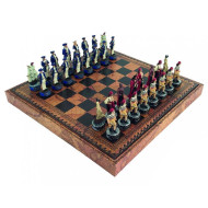 Италиански комплект шах и табла Italfama - The Pirates vs Navy, 35 х 35 см