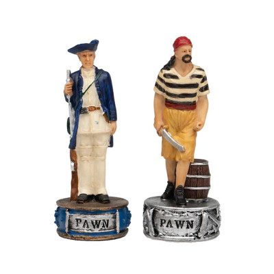 Италиански комплект шах и табла Italfama - The Pirates vs Navy, 35 х 35 см