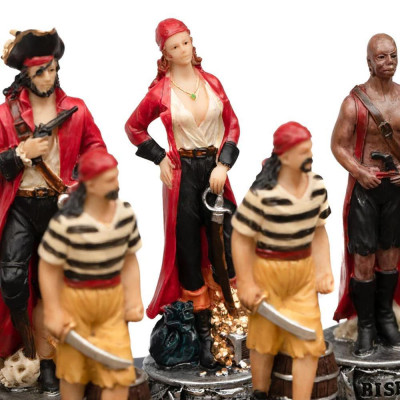 Италиански комплект шах и табла Italfama - The Pirates vs Navy, 35 х 35 см