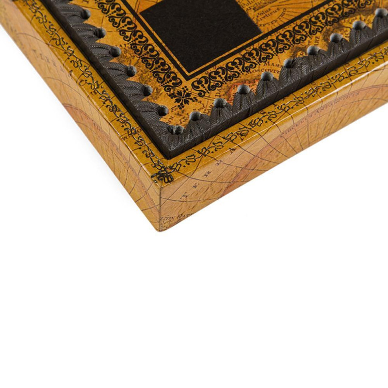 Италиански комплект шах и табла Italfama - Троянската война, кожена кутия, 35 х 35 см