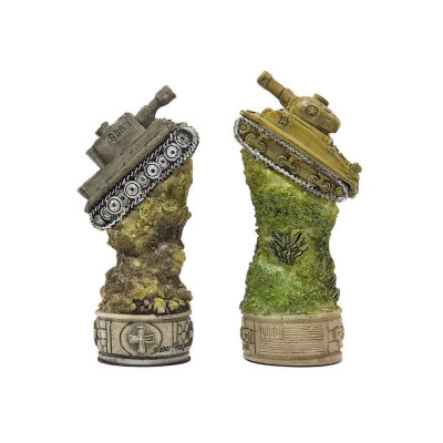 Италиански комплект шах и табла Italfama - Втората Световна Война, кожена кутия, 35 x 35 см