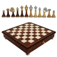 Италиански шах Italfama - Classic Set, бряст и дърво от шипка, 32 x 32 x 6 см