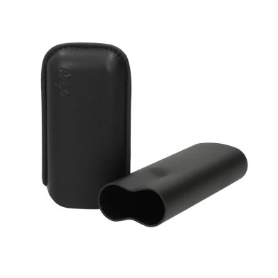 Калъф за 2 пури Angelo, метал/кожа, черен