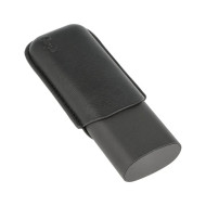 Калъф за 2 пури Angelo, метал/кожа, черен