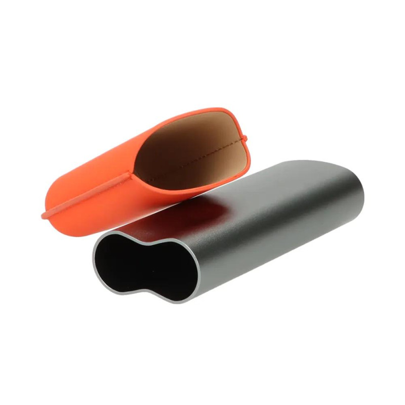 Калъф за 2 пури Angelo, метал/кожа, оранжев