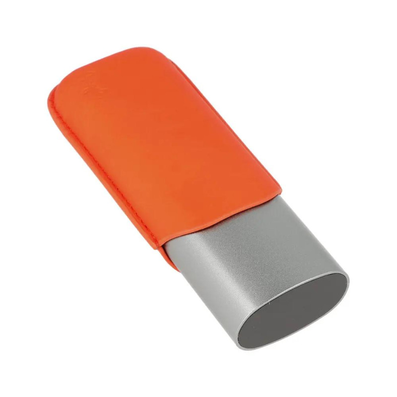 Калъф за 2 пури Angelo, метал/кожа, оранжев