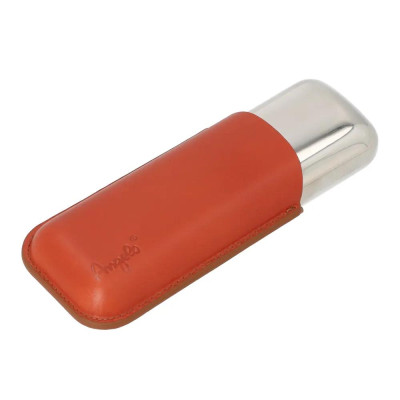 Калъф за 2 пури Angelo, метал/кожа, светлокафяв