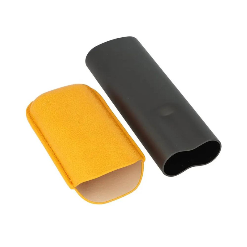 Калъф за 2 пури Angelo, метал/кожа, жълт