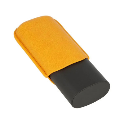 Калъф за 2 пури Angelo, метал/кожа, жълт