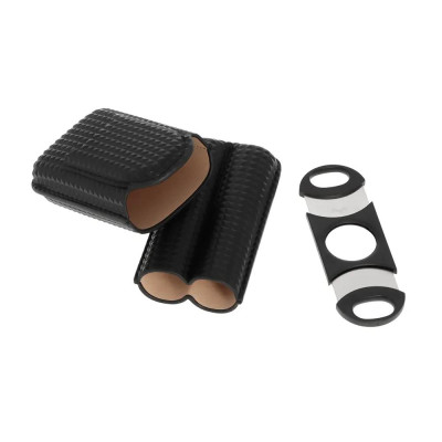 Калъф за 2 пури Winjet - Diamond, с резачка, черен