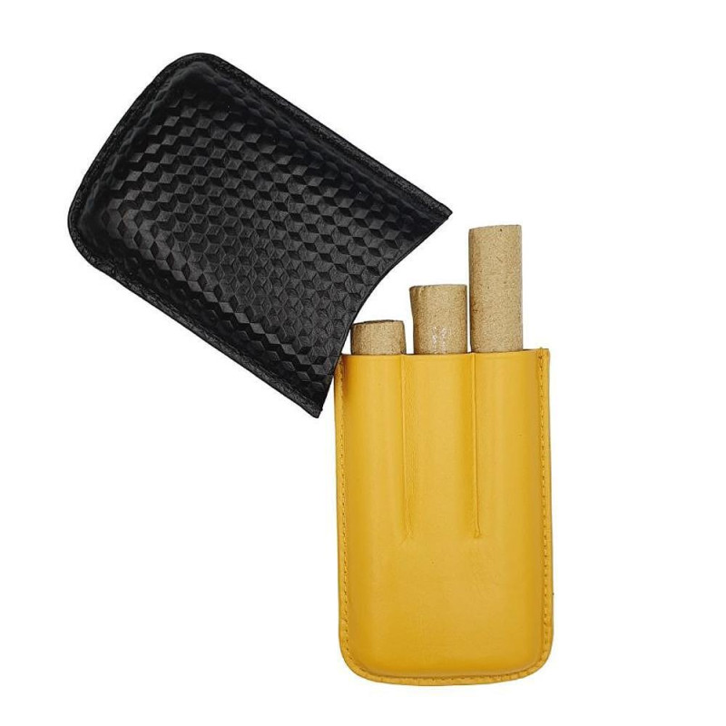 Калъф за 3 пури Angelo 3D Black & Yellow, 15 см