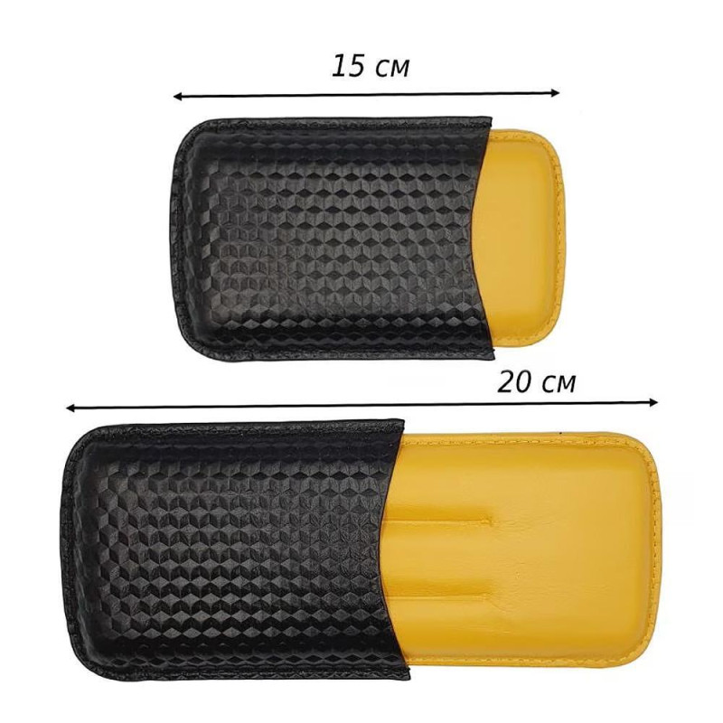 Калъф за 3 пури Angelo 3D Black & Yellow, 15 см