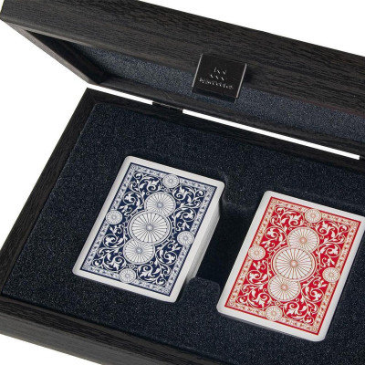 Карти за игра Manopoulos, дървена кутия с кожен croco принт