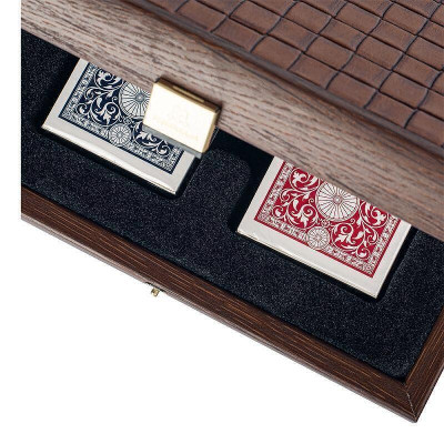 Карти за игра Manopoulos, дървена кутия с кожен принт