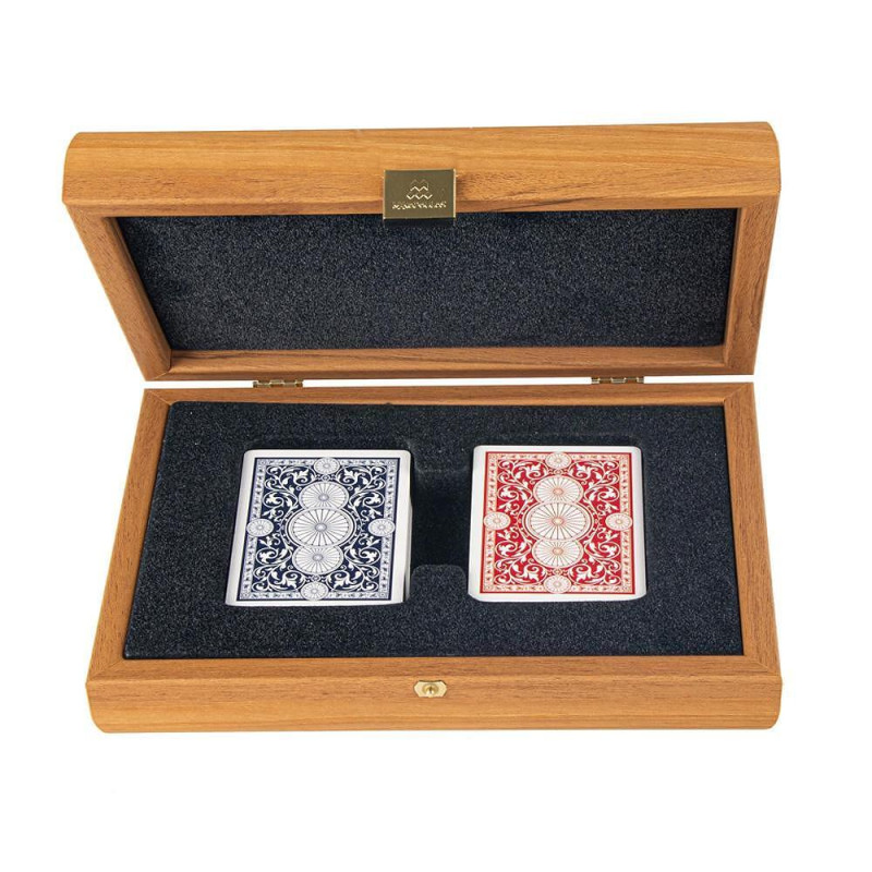 Карти за игра Manopoulos - Oрех, дървена кутия