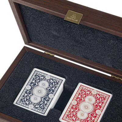 Карти за игра Manopoulos в дървена кутия от калифорнийски орех