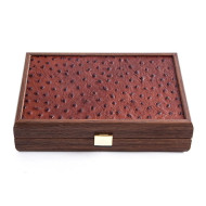 Карти за игра Manopoulos в дървена кутия с кожен принт Brown Ostrich