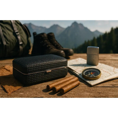 Компактен хумидор Angelo - Diamond, с резачка, подходящ за пътуване