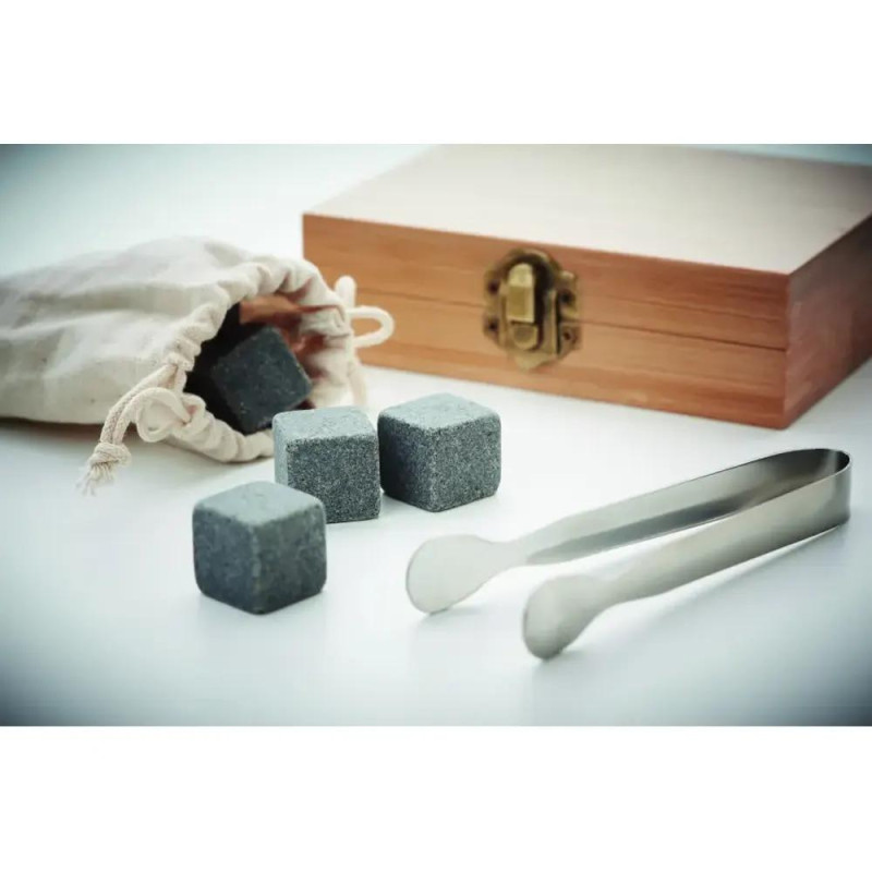 Комплект камъни за напитки Dundalk Stone, в бамбукова кутия, 9 бр.