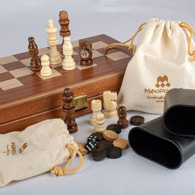 Комплект шах и табла Manopoulos - Mахагон, 34x30 см