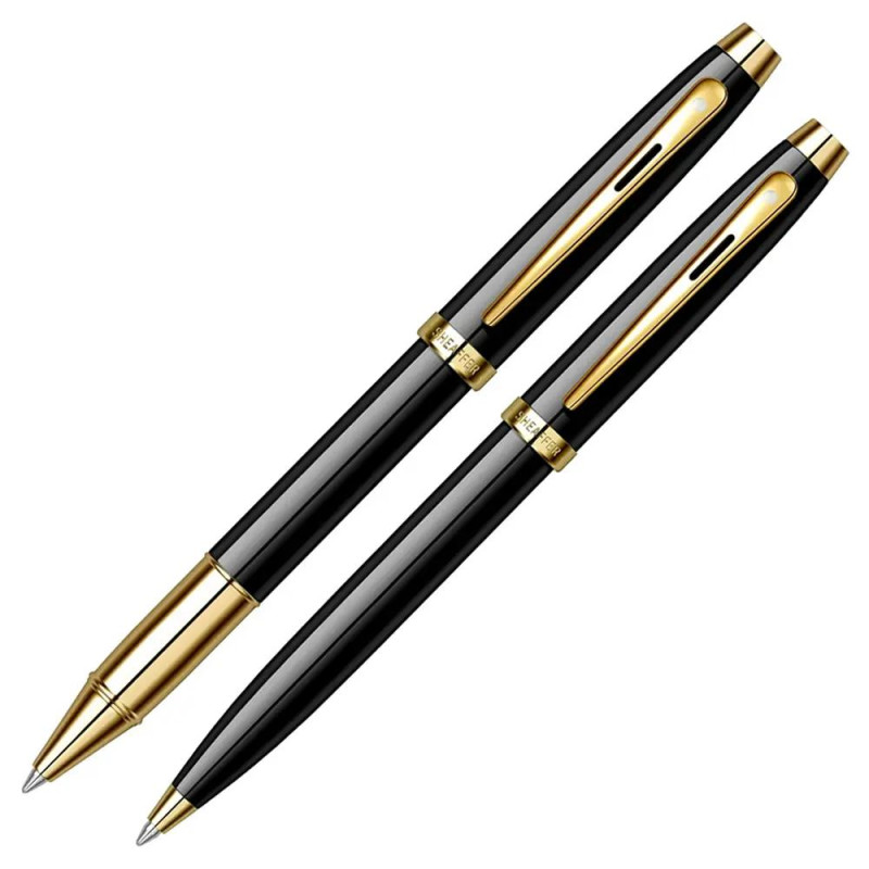 Комплект Sheaffer 100 - Black Lacquer GT, химикалка и ролер