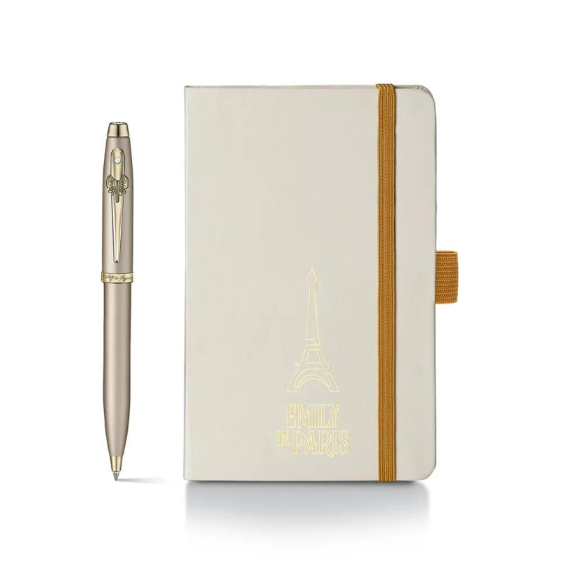 Комплект Sheaffer 100 x Emily in Paris - Champagne Gold, химикалка и тефтер А6