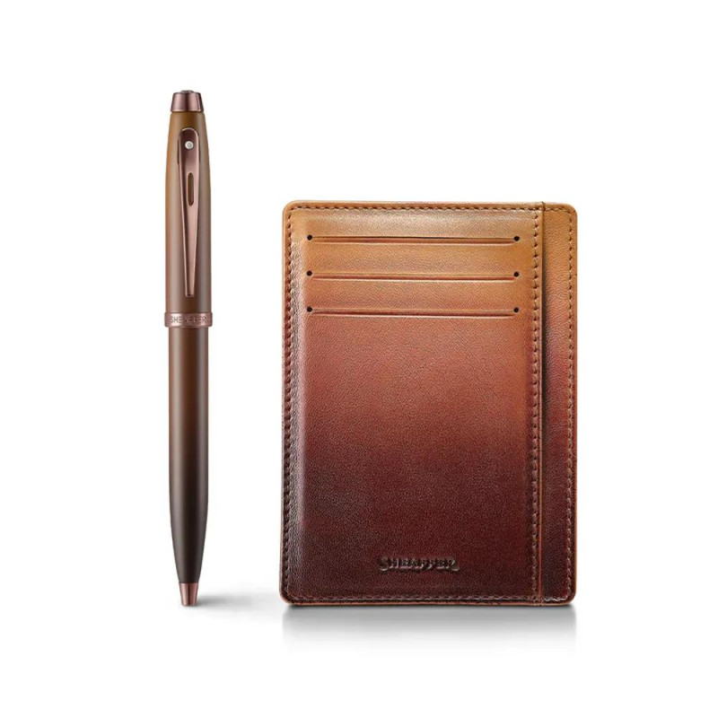 Комплект Sheaffer - Coffee Edition, химикалка 100 и калъф за карти и документи