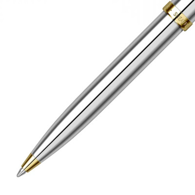 Комплект Sheaffer - химикалка 100 Bright Chrome и настолен часовник