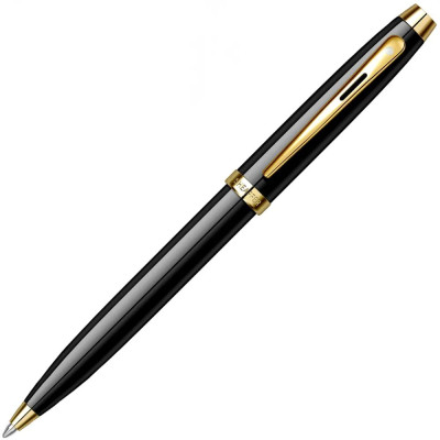 Комплект Sheaffer - химикалка 100 Glossy Black с настолен часовник