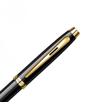 Комплект Sheaffer - химикалка 100 Glossy Black с настолен часовник