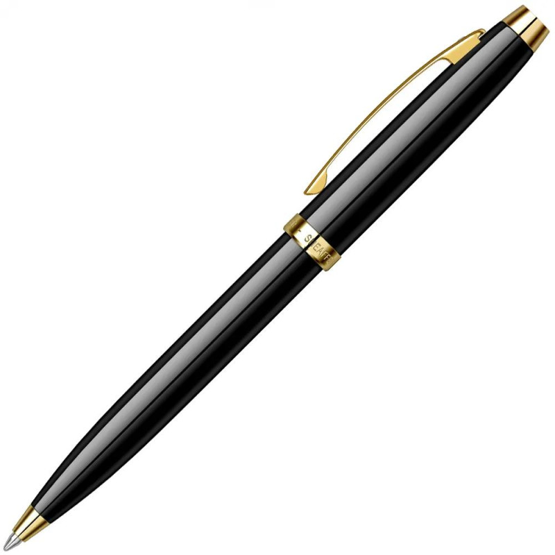 Комплект Sheaffer - химикалка 100 Glossy Black с настолен часовник