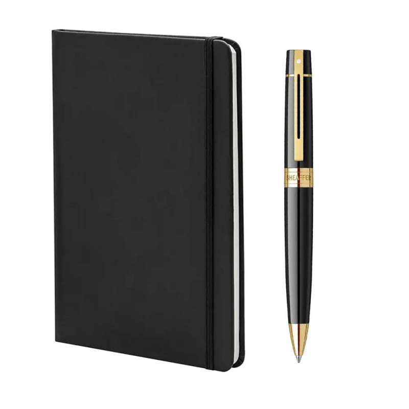 Комплект Sheaffer - химикалка 300 Black/Gold и тефтер А5