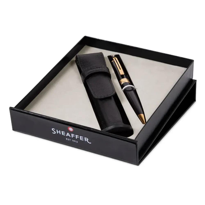 Комплект Sheaffer - химикалка 300 Glossy Black и калъф за пишещо средство