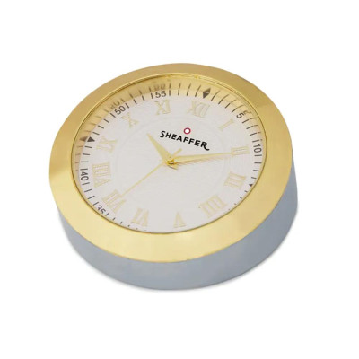 Комплект Sheaffer - химикалка 300 Glossy Black и настолен часовник