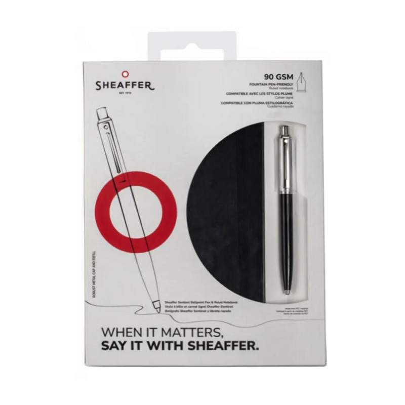 Комплект Sheaffer - химикалка Sentinel Black/Chrome и тефтер A5