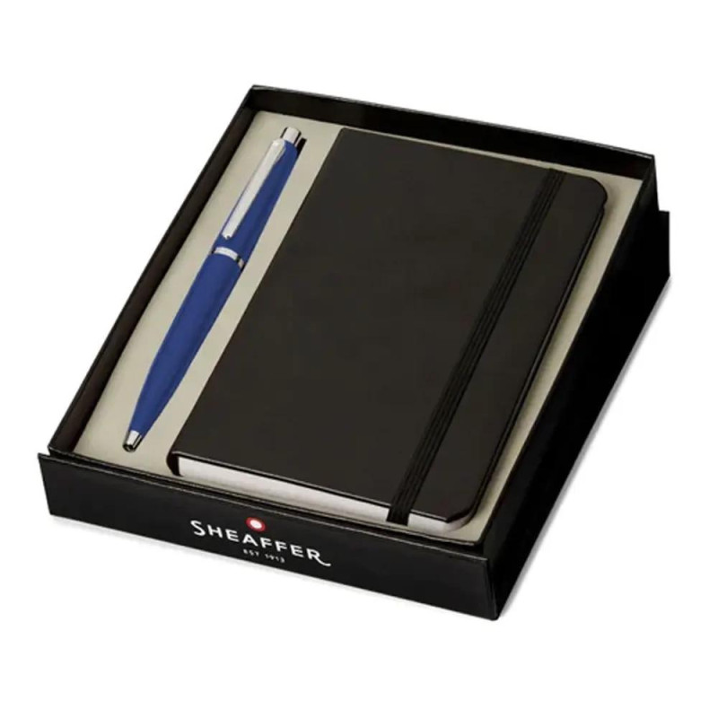 Комплект Sheaffer - химикалка VFM Neon Blue и тефтер А6