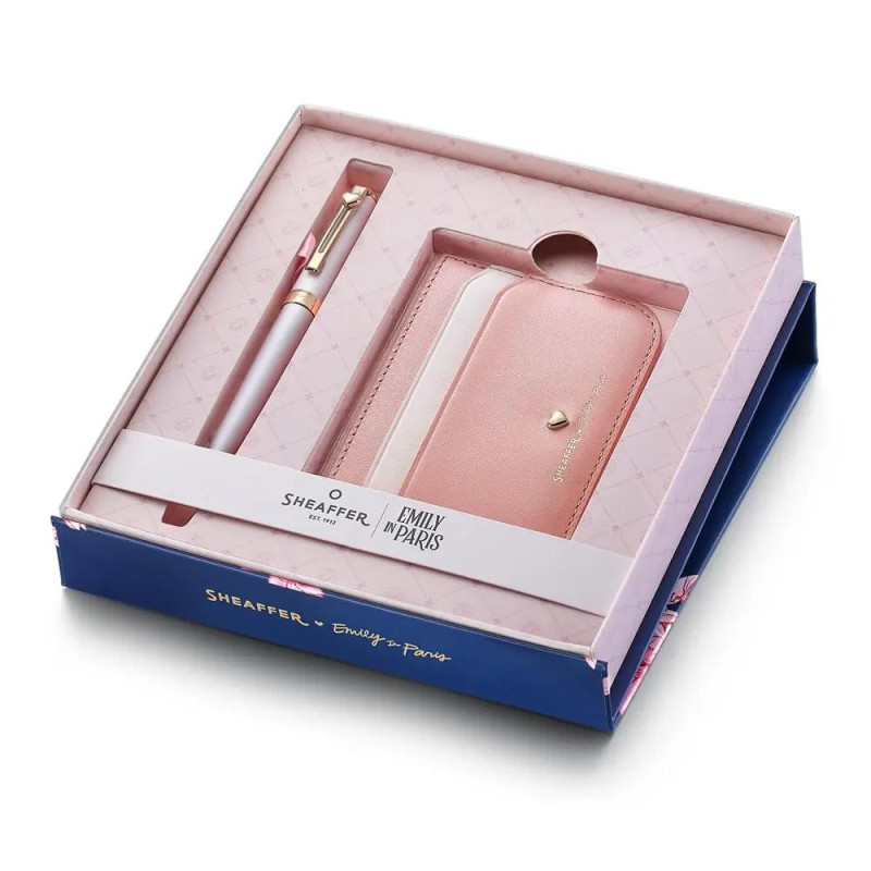 Комплект Sheaffer Prelude Mini x Emily in Paris - Pastel Pink, химикалка и калъф за карти и документи