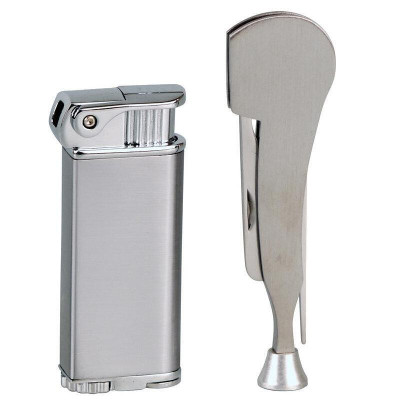 Комплект за лула SKY - запалка  и инструменти за лула, сиви