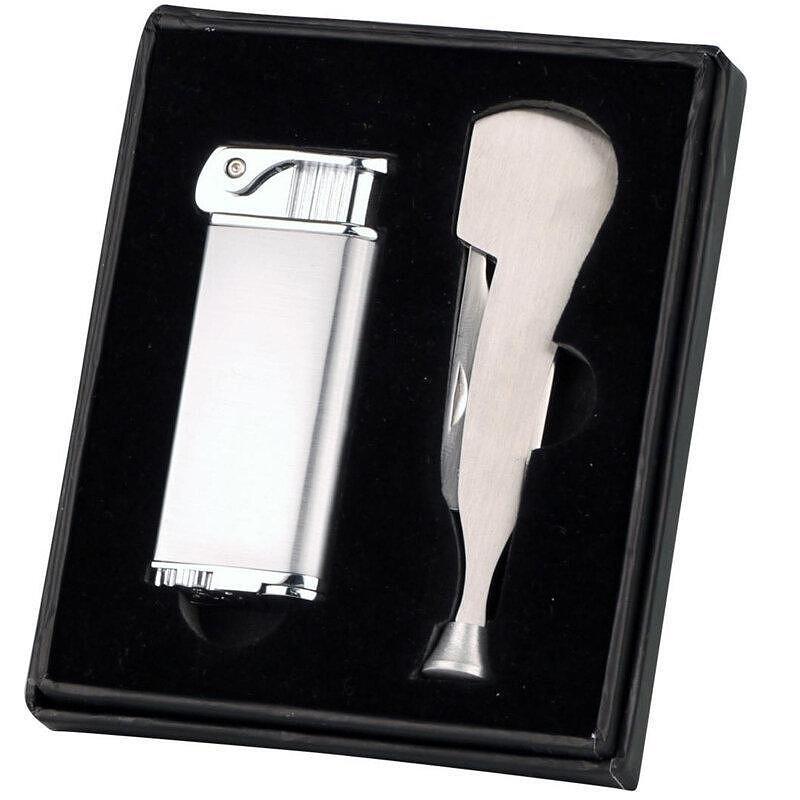 Комплект за лула SKY - запалка  и инструменти за лула, сиви