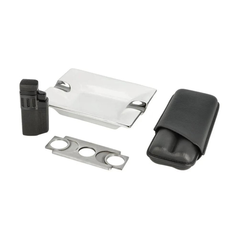 Комплект за пури Angelo, запалка, калъф, пепелник и резачка